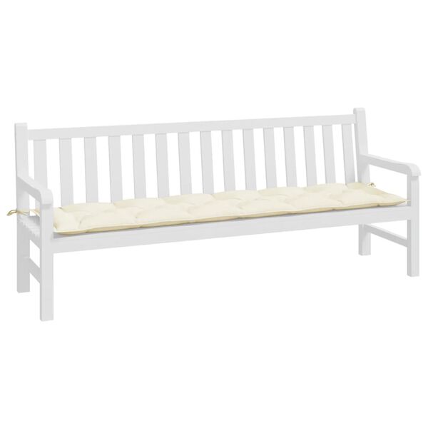 vidaXL Coussin de banc de jardin blanc cr&egrave;me 200x50x7 cm tissu oxford