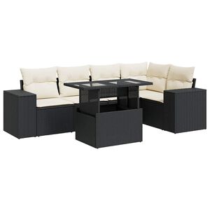 vidaXL Salon de jardin 6 pcs avec coussins noir r&eacute;sine tress&eacute;e