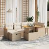 vidaXL Salon de jardin avec coussins 7 pcs beige r&eacute;sine tress&eacute;e