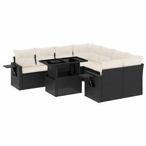 vidaXL Salon de jardin 9 pcs avec coussins noir r&eacute;sine tress&eacute;e