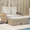 vidaXL Canap&eacute; de jardin avec coussins 2 places beige r&eacute;sine tress&eacute;e