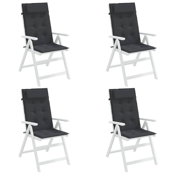 vidaXL Coussins de chaise &agrave; dossier haut lot de 4 noir tissu oxford