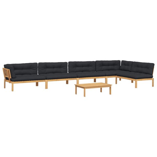 vidaXL Salon palette de jardin avec coussins 6pcs bois d'acacia massif
