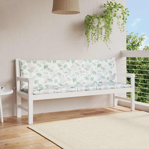vidaXL Coussins de banc de jardin lot de 2 motif de feuilles tissu