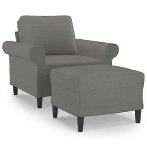 vidaXL Fauteuil avec repose-pied Gris fonc&eacute; 60 cm Tissu