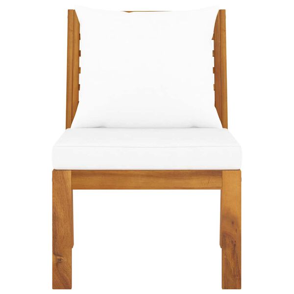 vidaXL Canap&eacute; central sectionnel et coussin cr&egrave;me Bois d'acacia massif