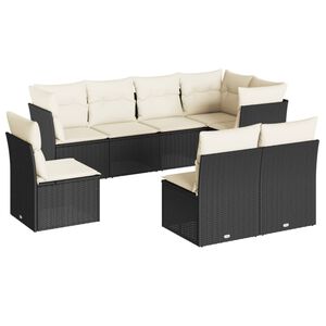 vidaXL Salon de jardin 8 pcs avec coussins noir r&eacute;sine tress&eacute;e