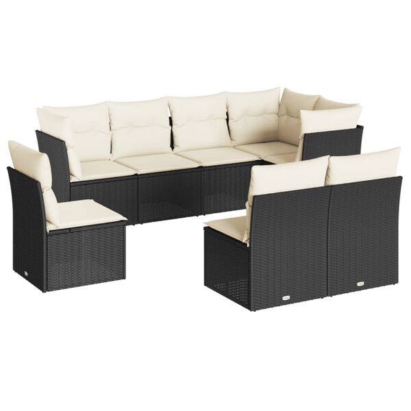 vidaXL Salon de jardin 8 pcs avec coussins noir r&eacute;sine tress&eacute;e