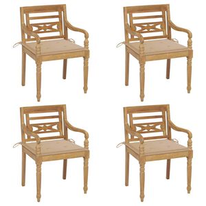 vidaXL Chaises Batavia avec coussins lot de 4 Bois de teck solide