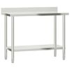 vidaXL Table de travail de cuisine avec étagère 110x55x120 cm inox