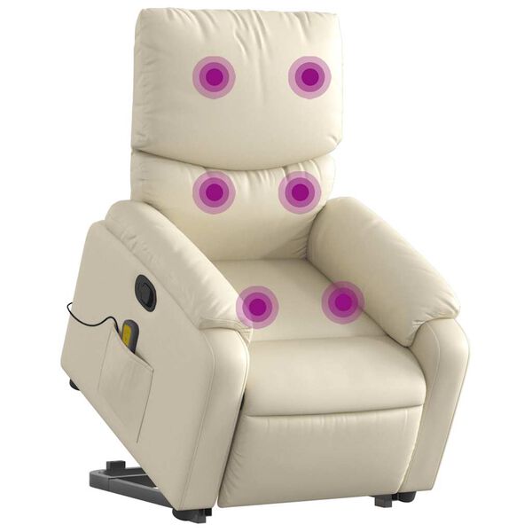 vidaXL Fauteuil inclinable de massage cr&egrave;me similicuir