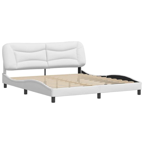 vidaXL Cadre de lit sans matelas Hvar blanc 183x213 cm similicuir