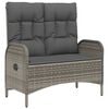 vidaXL Banc de jardin inclinable avec coussins 107 cm Poly rotin Gris