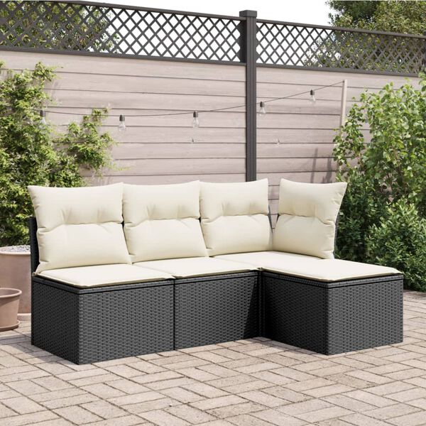 vidaXL Tabouret de jardin avec coussin noir 55x55x37 cm r&eacute;sine tress&eacute;e