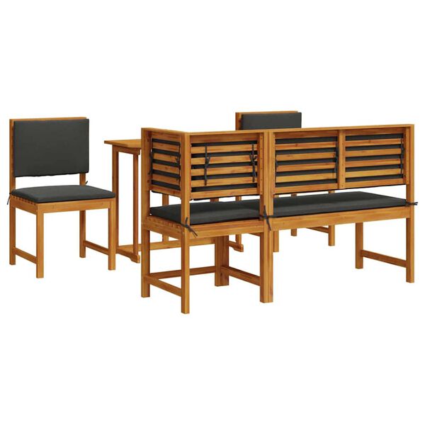 vidaXL Ensemble bistro de jardin 4 pcs Marron Bois d'Acacia Massif