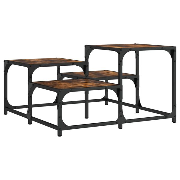 vidaXL Table basse chêne fumé 68x68x40 cm bois d'ingénierie