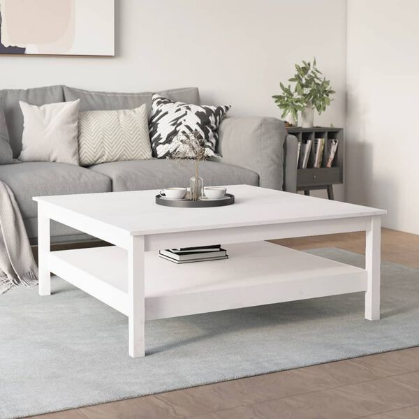 vidaXL Table basse blanche 100 x 100 x 40 cm Bois de pin massif