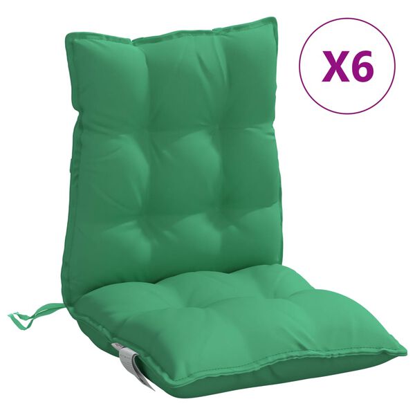 vidaXL Coussins de chaise &agrave; dossier bas lot de 6 vert tissu oxford