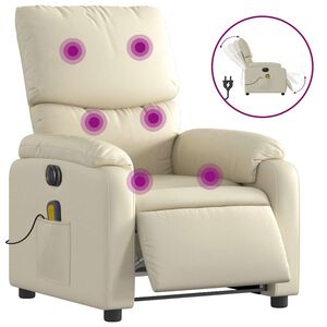 vidaXL Fauteuil inclinable de massage &eacute;lectrique cr&egrave;me similicuir