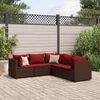 vidaXL Salon de jardin 5 pcs avec coussins Marron R&eacute;sine tress&eacute;e