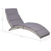vidaXL Chaise longue pliable avec coussin R&eacute;sine tress&eacute;e Gris