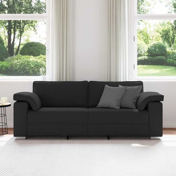 vidaXL Canapé Noir 219 x 77 x 82 cm tissu