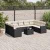 vidaXL Salon de jardin 10 pcs avec coussins noir r&eacute;sine tress&eacute;e
