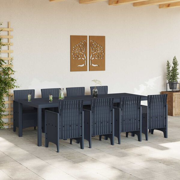 vidaXL Ensemble de salle &agrave; manger pour jardin 9 pcs Anthracite