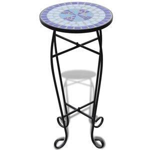 vidaXL Table d'appoint Mosa&iuml;que Bleu et blanc