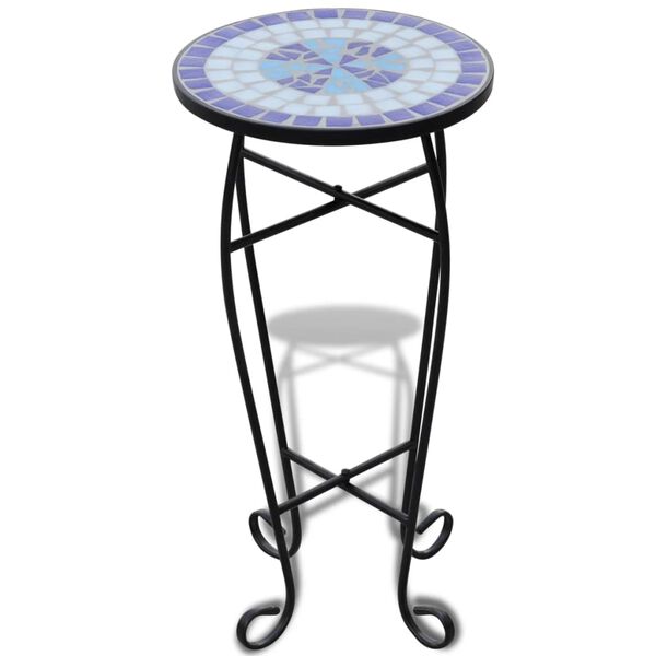 vidaXL Table d'appoint Mosa&iuml;que Bleu et blanc