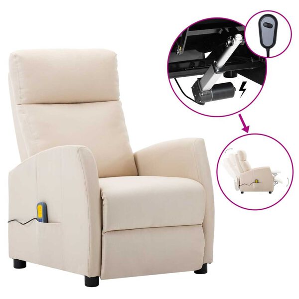 vidaXL Fauteuil électrique de massage crème tissu