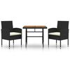 vidaXL Mobilier &agrave; d&icirc;ner d'ext&eacute;rieur 3 pcs R&eacute;sine tress&eacute;e Noir
