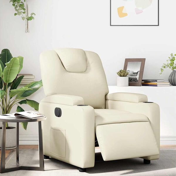 vidaXL Fauteuil inclinable électrique crème similicuir