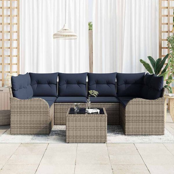 vidaXL Ensemble de canap&eacute; de jardin Gris 55 x 55 x 37 cm polyrotin