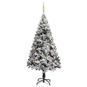 vidaXL Arbre de No&euml;l artificiel pr&eacute;-&eacute;clair&eacute; et boules vert 240 cm PVC