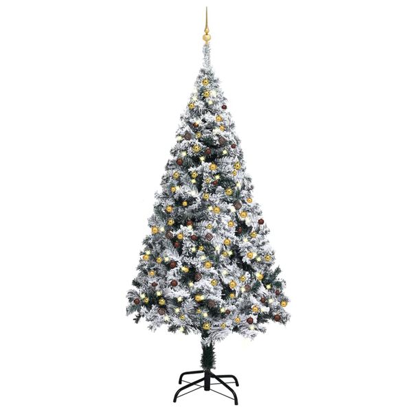 vidaXL Arbre de No&euml;l artificiel pr&eacute;-&eacute;clair&eacute; et boules vert 240 cm PVC