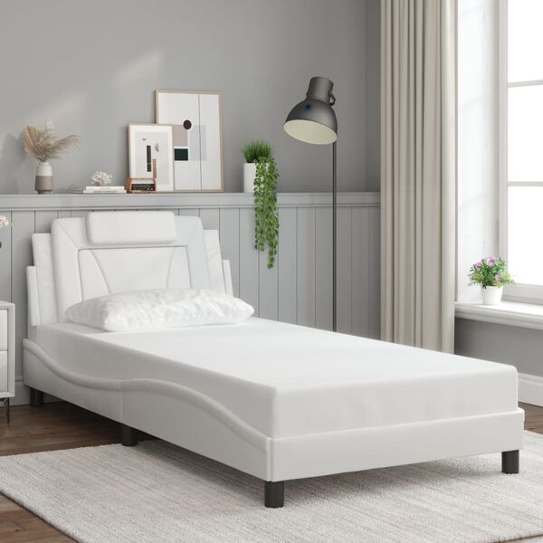 vidaXL Cadre de lit Viana sans matelas blanc 100x190 cm similicuir