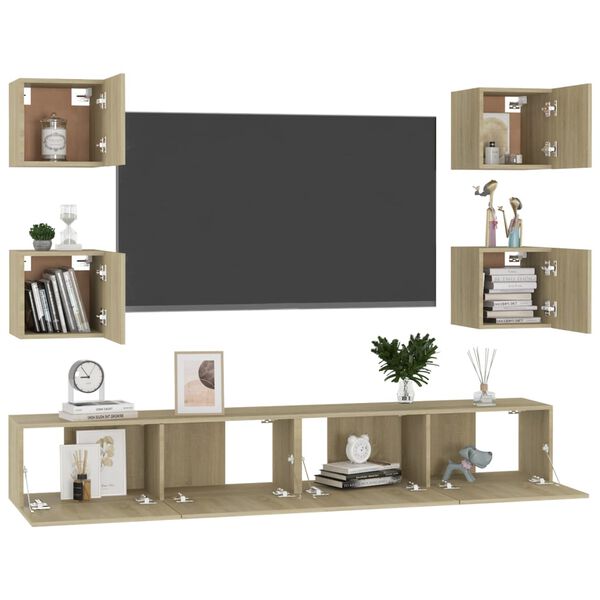 vidaXL Ensemble de meubles TV 6 pcs Ch&ecirc;ne sonoma Bois d'ing&eacute;nierie