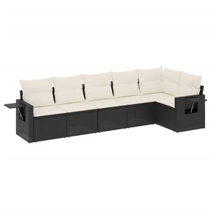 vidaXL Salon de jardin 6 pcs avec coussins noir r&eacute;sine tress&eacute;e