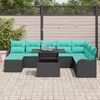 vidaXL Ensemble de canap&eacute; de jardin avec coussin 9 pcs Noir Poly rotin