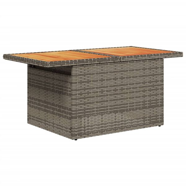 vidaXL Table de jardin gris 100x55x73 cm r&eacute;sine tress&eacute;e et bois acacia