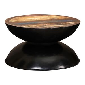 vidaXL Table basse Bois de r&eacute;cup&eacute;ration massif Base noire 60x60x33 cm
