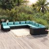 vidaXL Salon de jardin 11 pcs avec coussins R&eacute;sine tress&eacute;e Noir