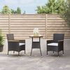 vidaXL Ensemble de bistro de jardin 3 pcs coussins noir poly rotin