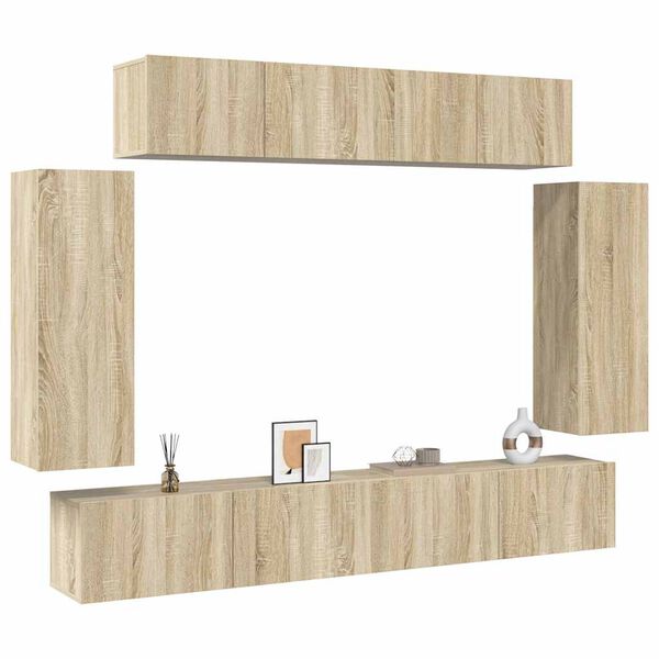 vidaXL Ensemble de meuble TV 6 pcs Ch&ecirc;ne sonoma Bois d'ing&eacute;nierie