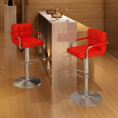 vidaXL Tabourets de bar lot de 2 rouge similicuir