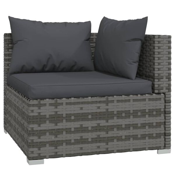 vidaXL Salon de jardin 8 pcs avec coussins R&eacute;sine tress&eacute;e Gris