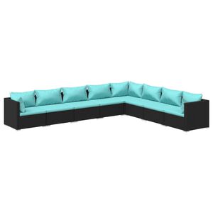 vidaXL Salon de jardin 8 pcs avec coussins R&eacute;sine tress&eacute;e Noir