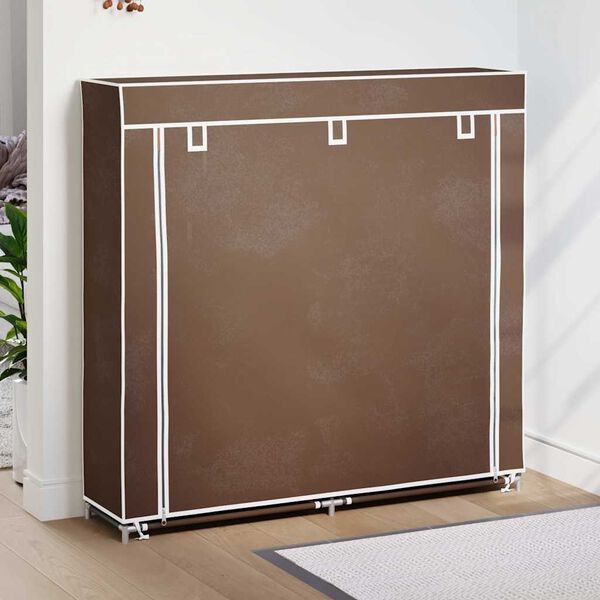 vidaXL Armoire &agrave; chaussures avec housse 115 x 28 x 110 cm Tissu Marron
