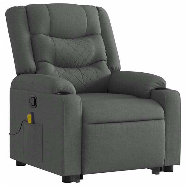 vidaXL Fauteuil inclinable de massage gris foncé tissu